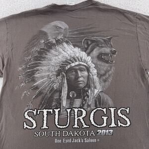 Sturgis South Dakota Shirt Mens Large 2013 One Eyed Jacks Saloon Wolf Eagle